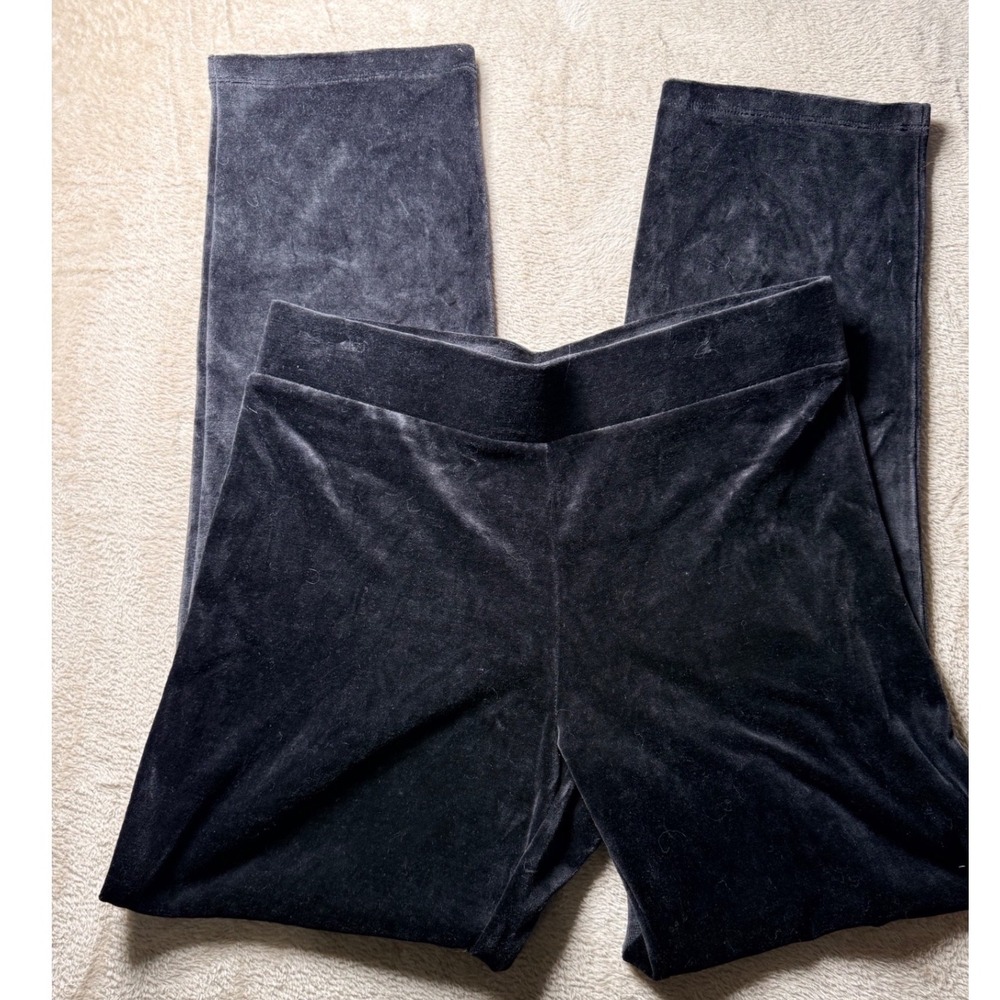 Talbots Womens Black Velour Straight Leg  Size‎ M Pants Lounge Basics Cozy